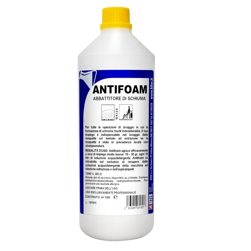 Antifoam Abbattitore di Schiuma per Lavaggio Meccanico delle Moquettes, Flacone 1 L | Kiter