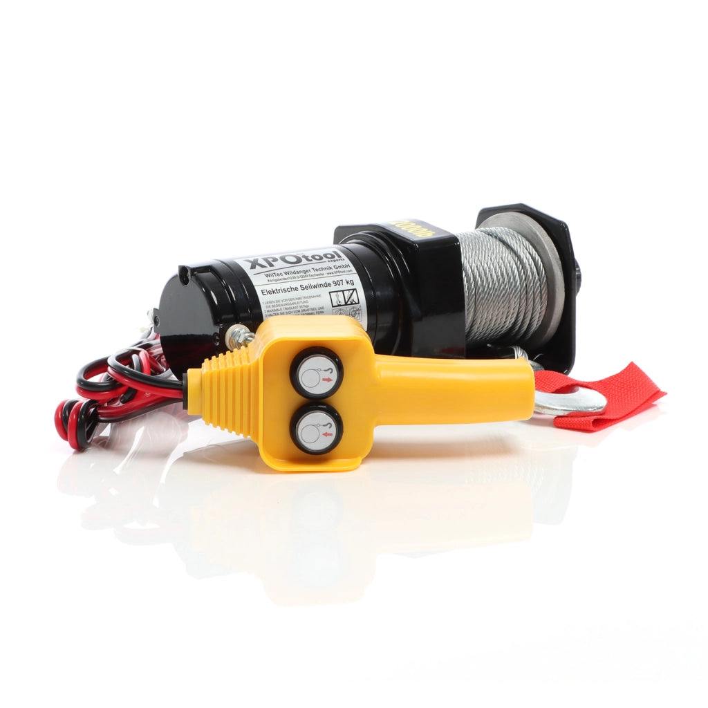 Argano elettrico Verricello a motore 12V 907kg Cavo d'acciaio 12,5m Motore 1CV Fuoristrada