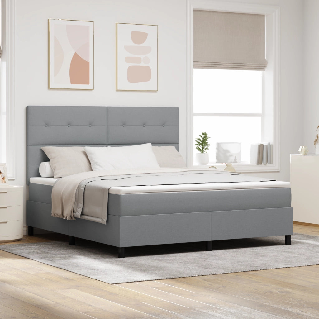 Letto con Box Spring con Materasso & LED Grigio Chiaro 180x200 cm Tessuto