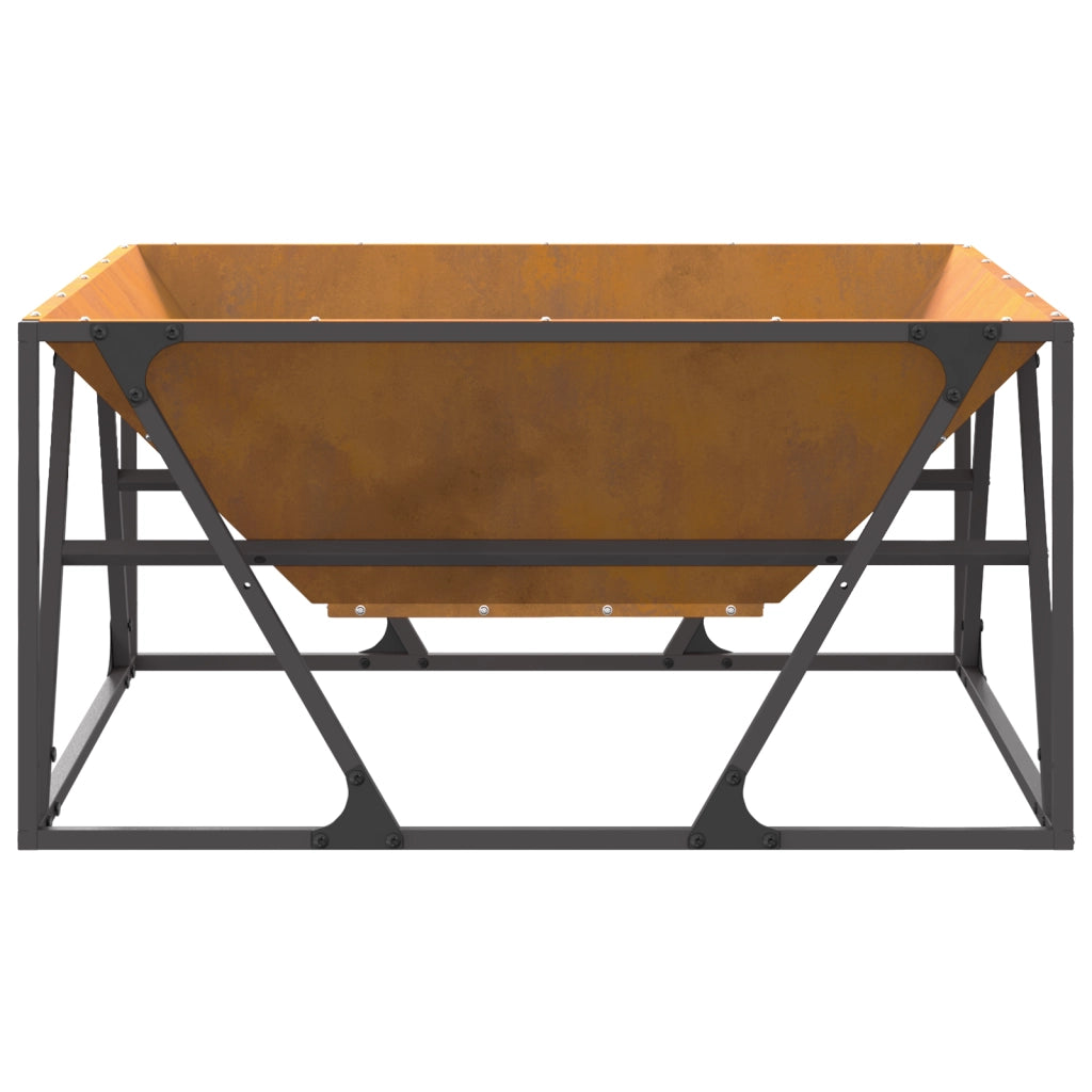 Focolare Quadrato 80x80x40 cm in Acciaio Invecchiato