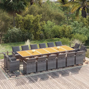 vidaXL Set da Pranzo per Giardino 17 pz con Cuscini Polyrattan Grigio