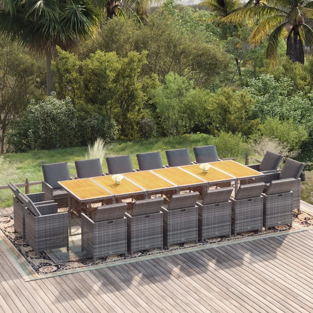 vidaXL Set da Pranzo per Giardino 17 pz con Cuscini Polyrattan Grigio