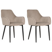 Set di 2 sedie da pranzo Braccioli in velluto tortora Gambe in metallo Nero Retro Glam