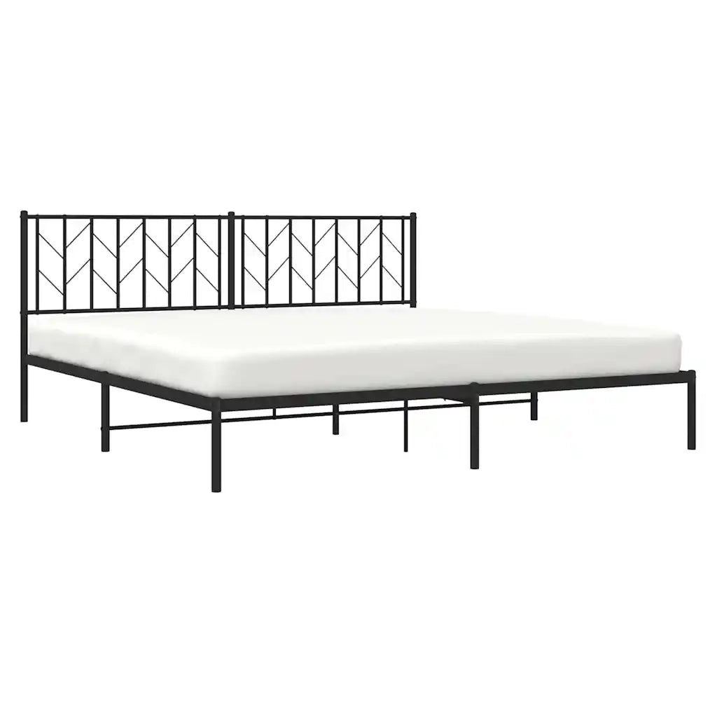 Letto matrimoniale | Letto per adulti | Giroletto con Testiera in Metallo Nero 193x203 cm