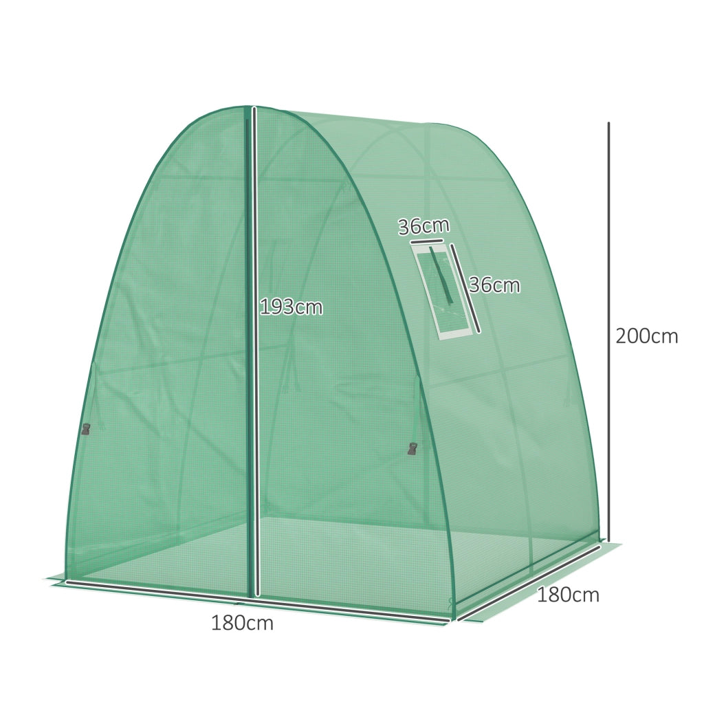 Serra a tunnel con porte avvolgibili e finestre a rete ¨C Xylo ¨C 1,8x1,8x2m verde
