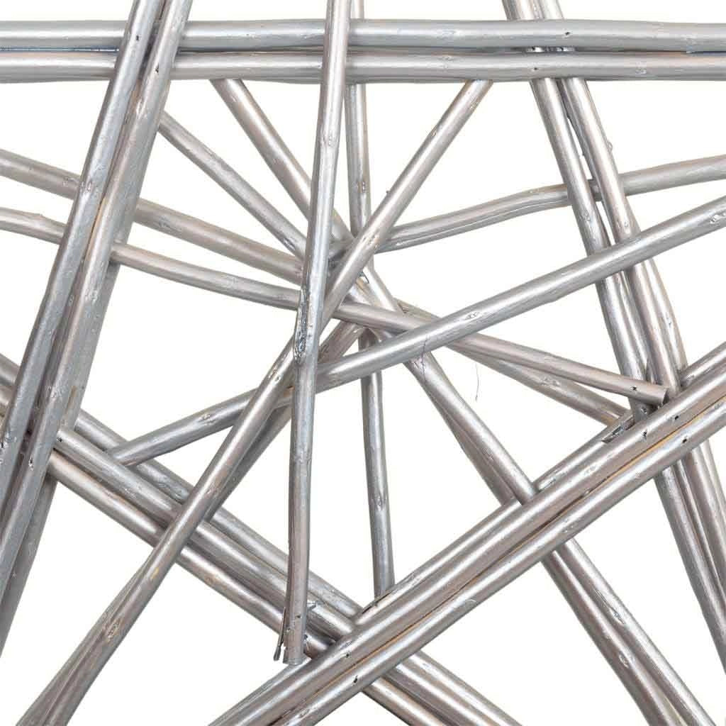 Decorazione stella midollino argento 70x70x5h