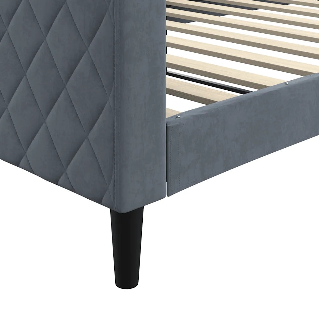 Letto singolo | Letto per adulti | Letto da Giorno Grigio Scuro 100x200 cm in Velluto
