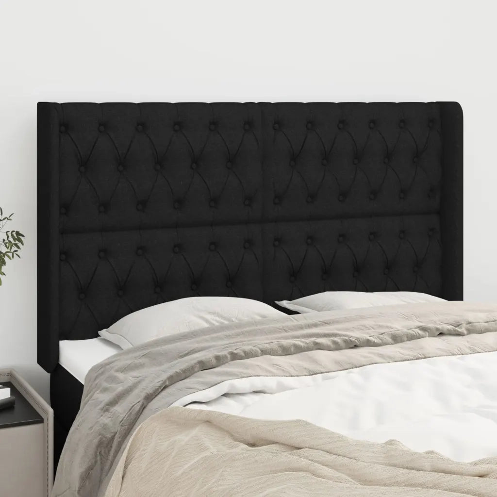Testiera ad Orecchio Nera 147x16x118/128 cm in Tessuto 3119916