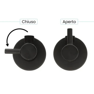 Coppia valvole da arresto tonde nero opaco attacchi 1/2G x 3/8G