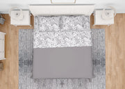 Completo Lenzuola Letto In 100% Cotone Made Italy Disegno Natura - Matrimoniale - Beige
