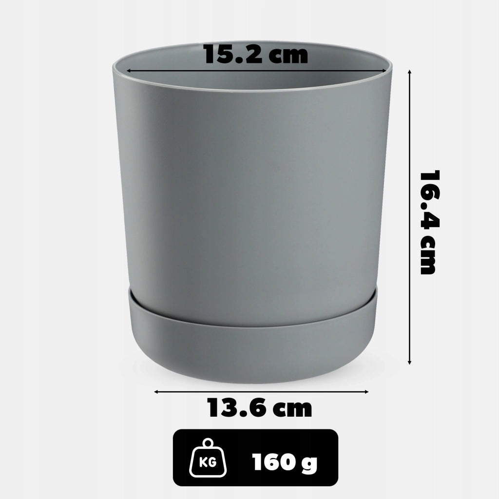 Vaso da fiori KADAX con supporto, coperchio, ciotola rotonda, 15 cm, grigio opaco