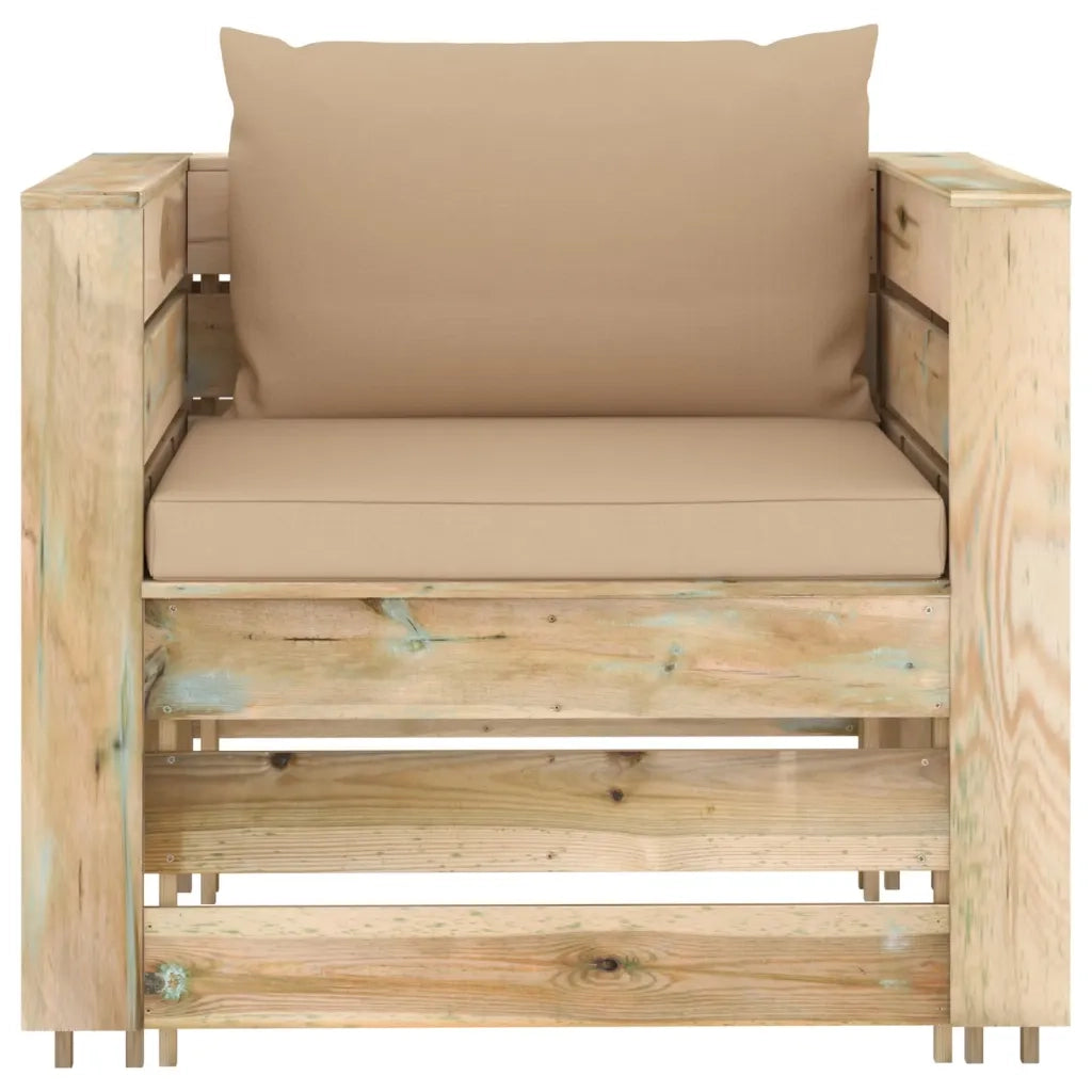 Set Salotto da Giardino 2pz | Set di Mobili da Esterno con Cuscini Legno Impregnato Verde