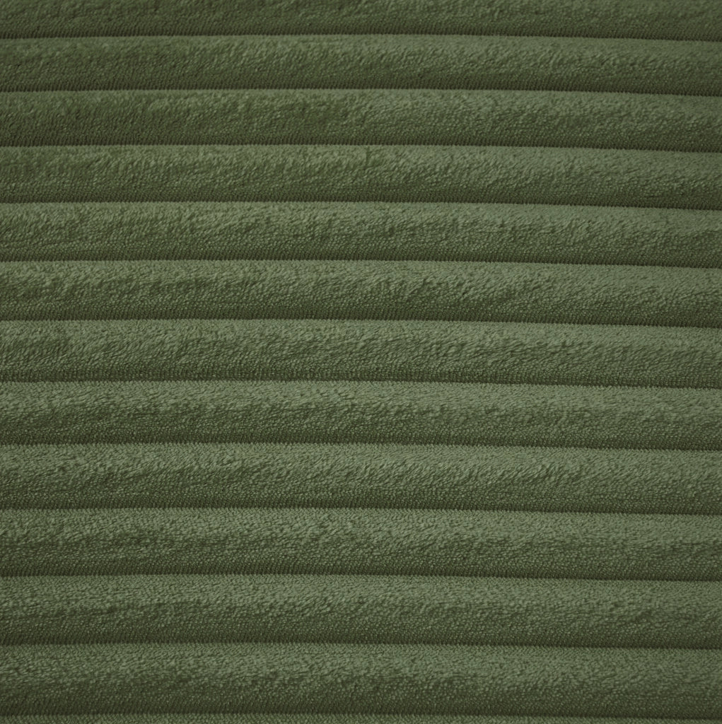 Divano chaise longue verde in velluto a coste, senza montaggio
