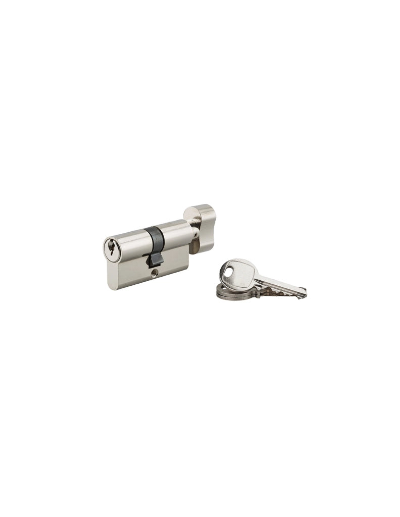 Cilindro europeo con pomolo, 30B x 30 mm, nichel, 3 chiavi – Serrurerie de Picardie