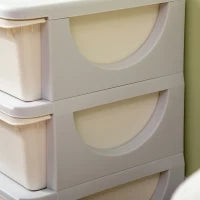 Organizzatore dei giocattoli per bambini con cassetti a 3 livelli, scatole di plastica, 37 x 37 x 56,5 cm, crema