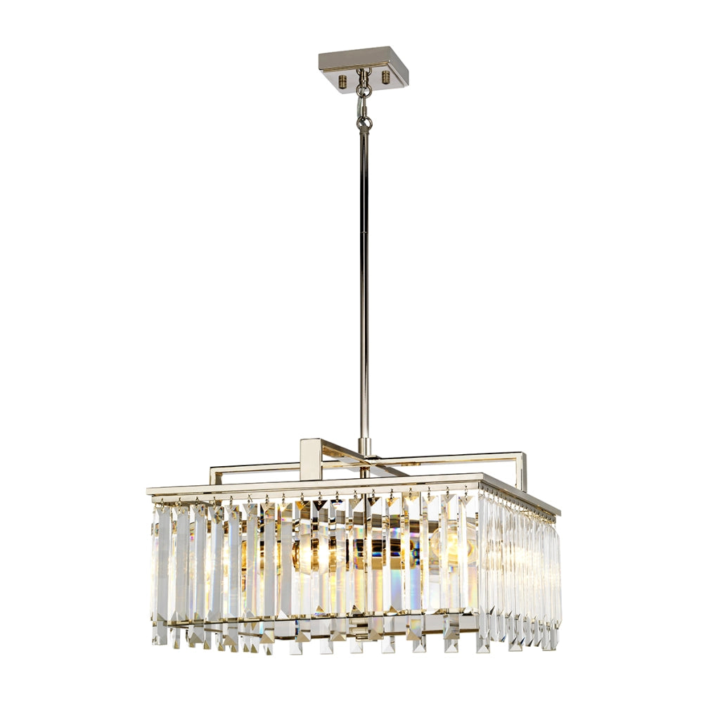 Lampadario quadrato moderno cristalli oro Aries 4xE27 Elstead