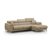 Fusion Divano angolare con sedute scorrevoli in tessuto morbido smacchiabile T05 260 cm Destro beige