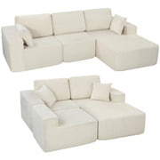 Divano Angolare Letto 3 Posti ¨C Zephmum ¨C Velour Crema 267cm