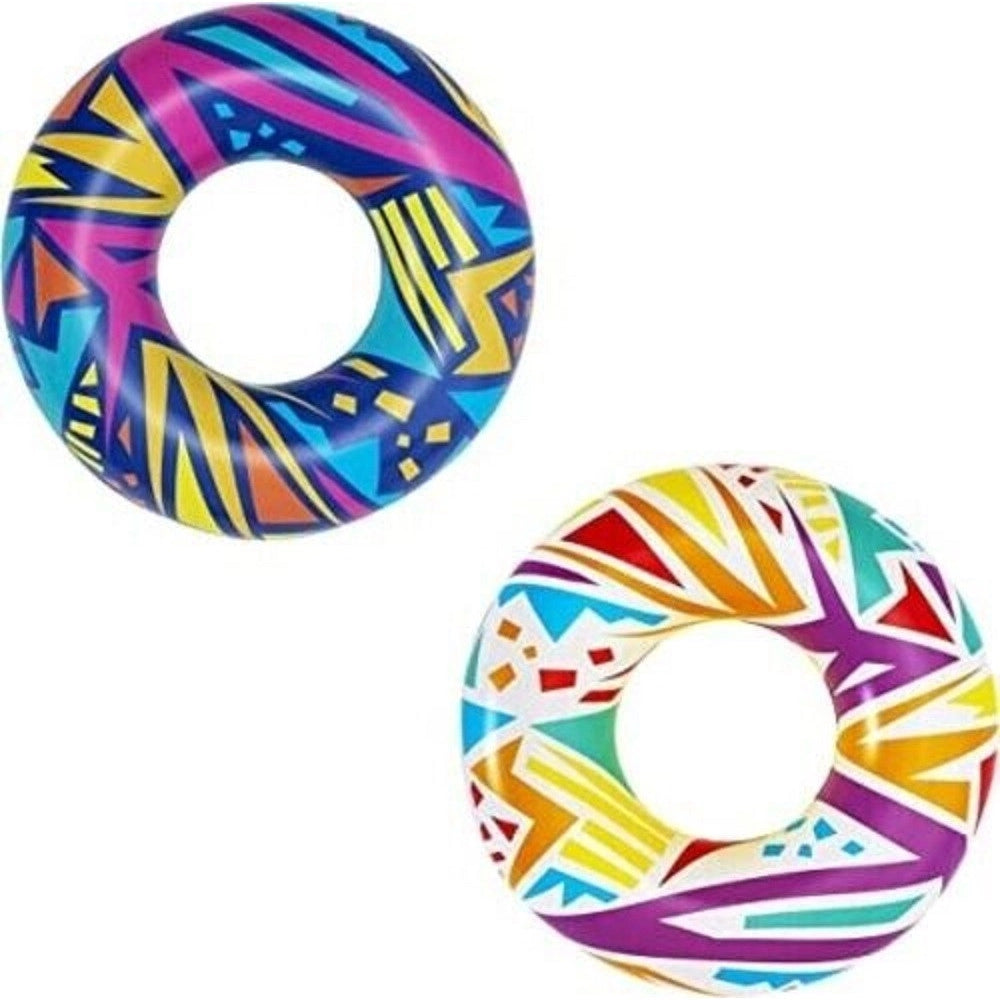Trade Shop - Salvagente Gonfiabile Fantasia Geometrica ø 107 Cm Ciambella Mare Piscina 36228 -