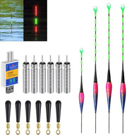 Set di 3 LED Drijvers da Pesca in Acqua Profonda - Ideali per Pescare in Acqua Dolce e Salata - Impermeabili e con LED - Comprensivo di 3 Drijvers