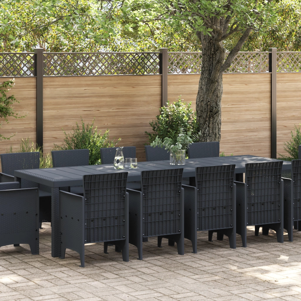 Set da Pranzo Giardino  13 Pezzi Antracite Poly Rattan