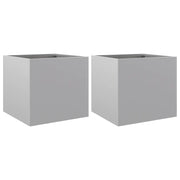 2 pz Fioriere | Cassetta per fiori | Vaso Argento 32x30x29 cm in Acciaio Zincato