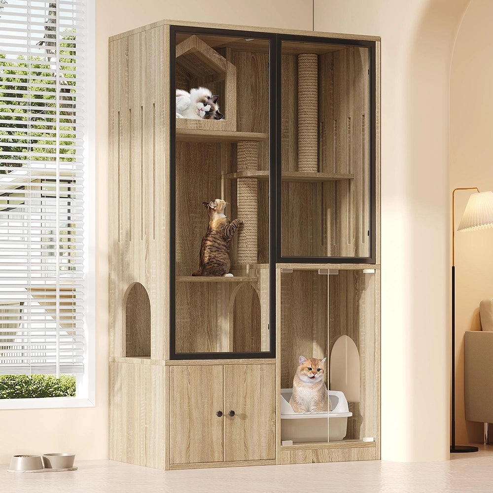 Villa per gatti 4 piani - Xylo - 90x50x160cm legno naturale
