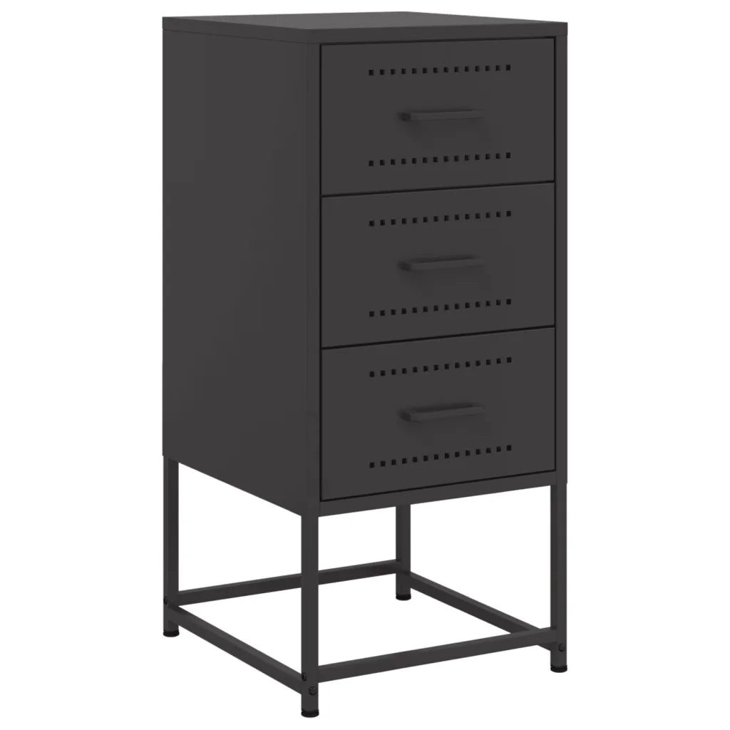 Comodino-Tavolino da notte Nero 36x39x78 cm in Acciaio 817946