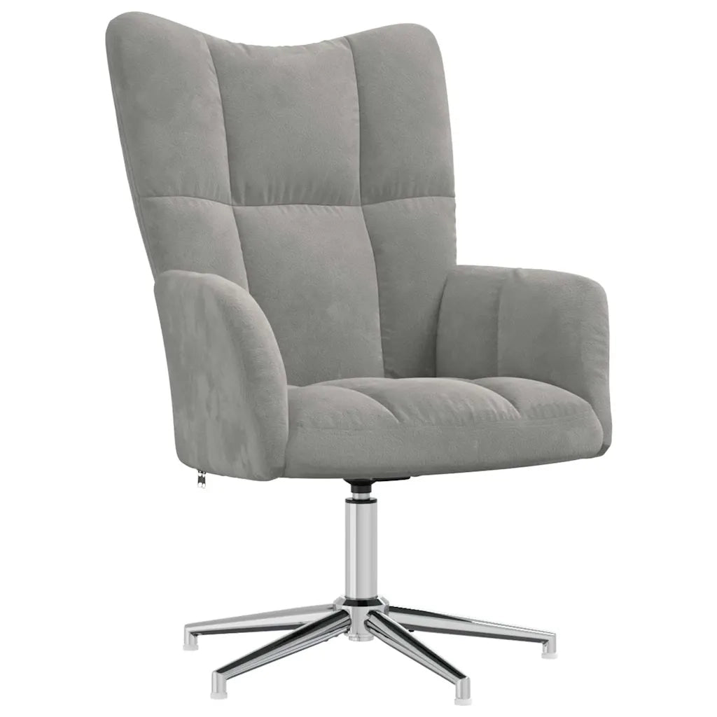 Divano Sedia-Poltrona Relax con Poggiapiedi Grigio Chiaro in Velluto 106126