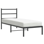 Letto singolo | Letto per adulti | Giroletto con Testiera in Metallo Nero 80x200 cm
