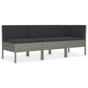 Set di mobili da giardino mobili da esterno set da 3 pezzi con cuscini resina intrecciata grigia 02_0015995