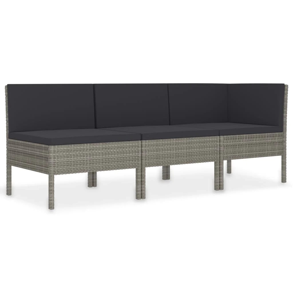 Set di mobili da giardino mobili da esterno set da 3 pezzi con cuscini resina intrecciata grigia 02_0015995
