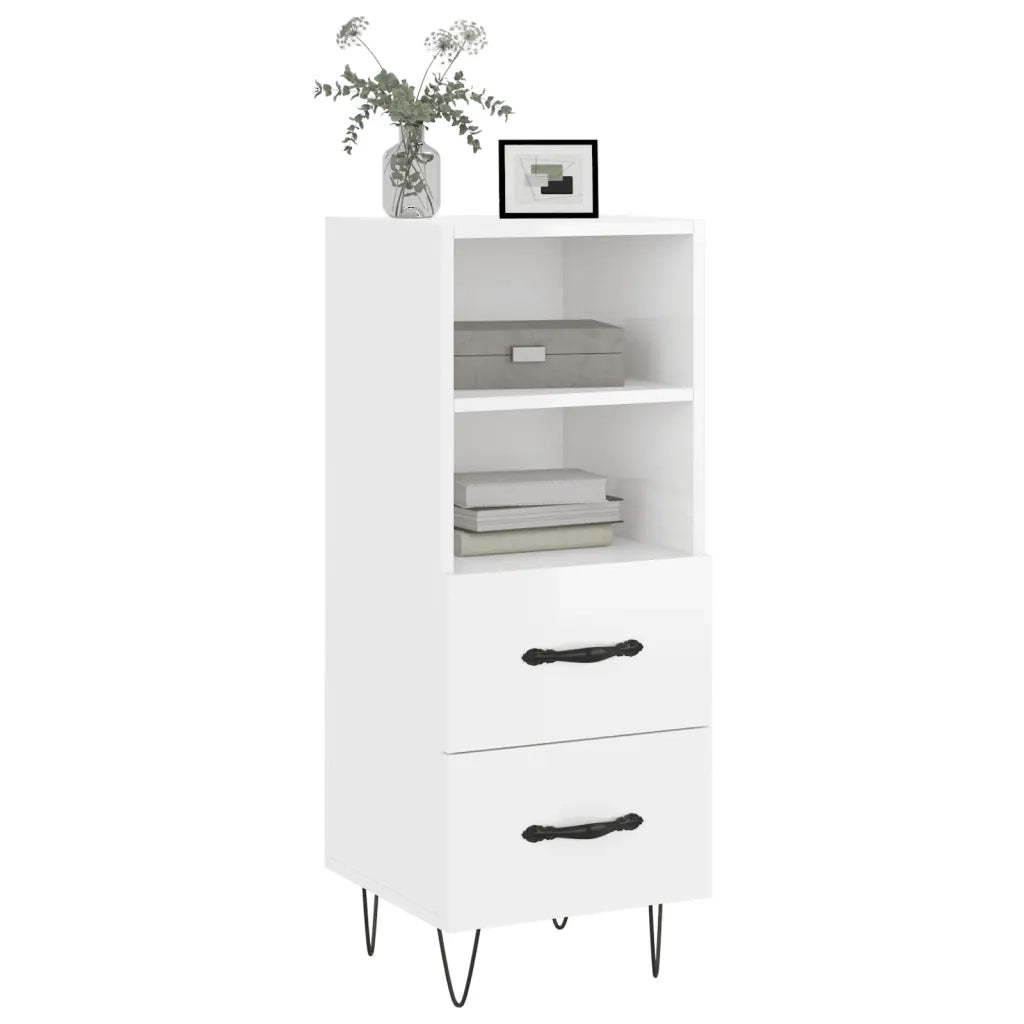 Credenza-Buffet-Armadio da cucina Bianco Lucido 34,5x34x90 cm in Legno Multistrato 442694