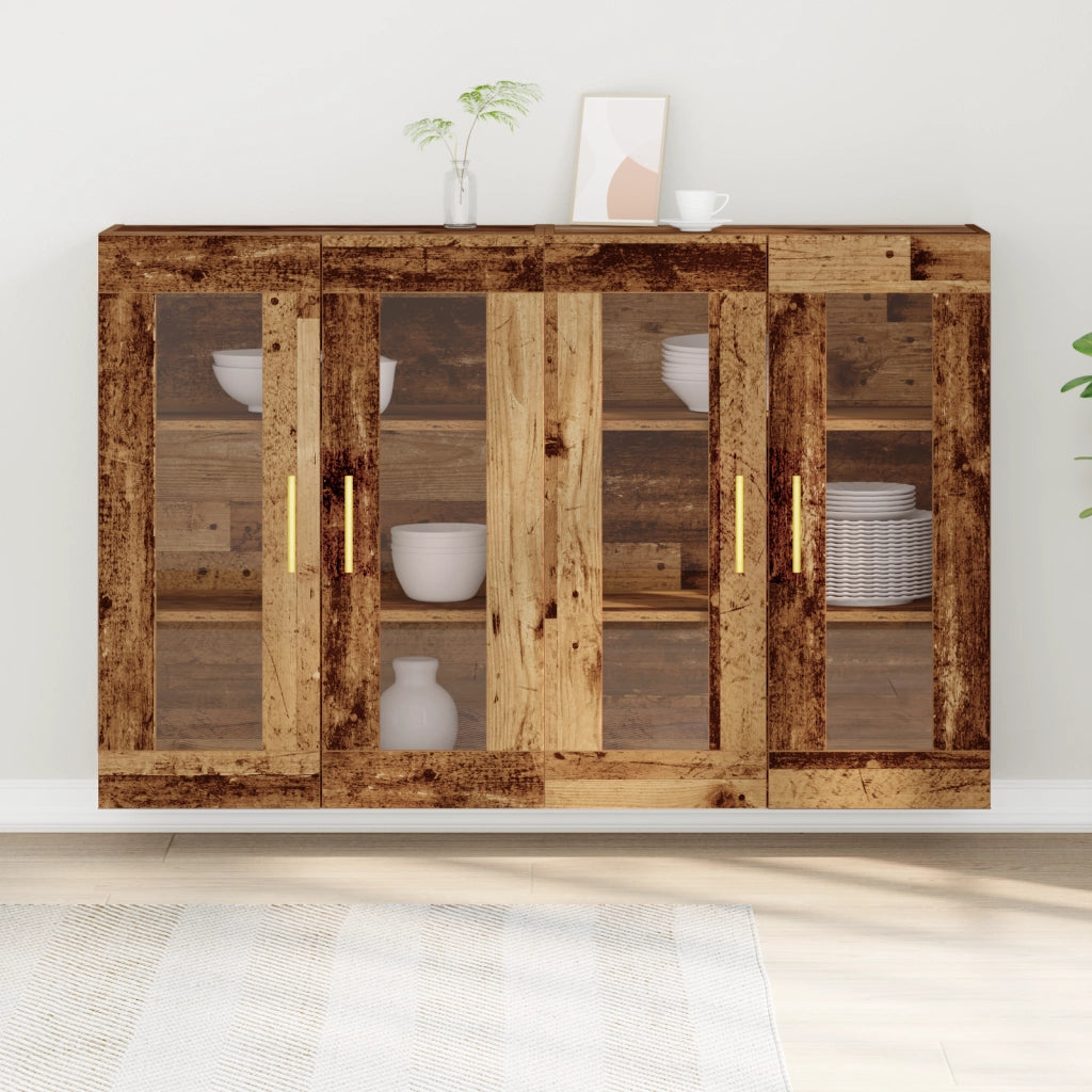 Cabinet a muro 2 pezzi in legno vecchio 69,5x34x90 cm in legno ingegnerizzato