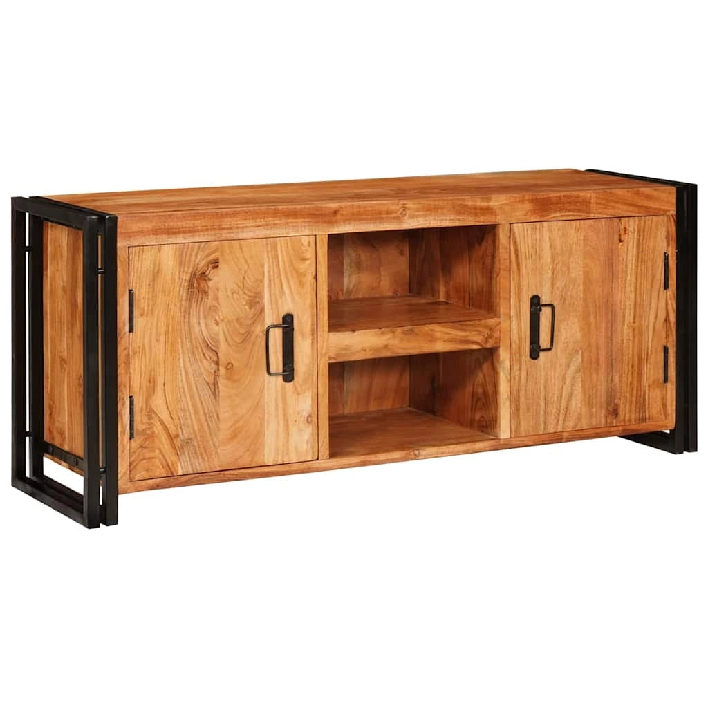 Mobile porta TV rettangolare con ampio spazio di archiviazione stile rustico 120 x 30 x 50 cm legno di acacia marrone 02_0058091
