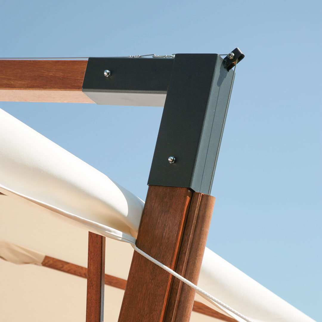 Ombrellone Decentrato da Giardino Ø3m Braccio in Legno Ecrù