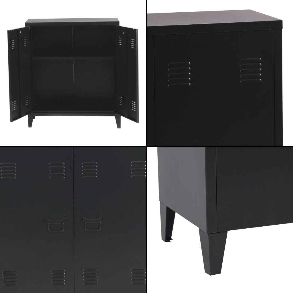 Armadietto da Ufficio Oripää in Acciaio 90 x 80 x 33 cm Nero [en.casa]