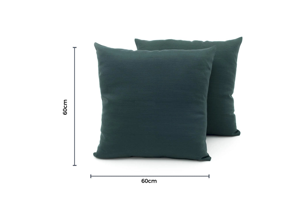 Coppia Cuscini Arredo Imbottiti Tessuto Ottoman In Tinta Unita Colore Verdone 08 - 60x60 - Verdone 08