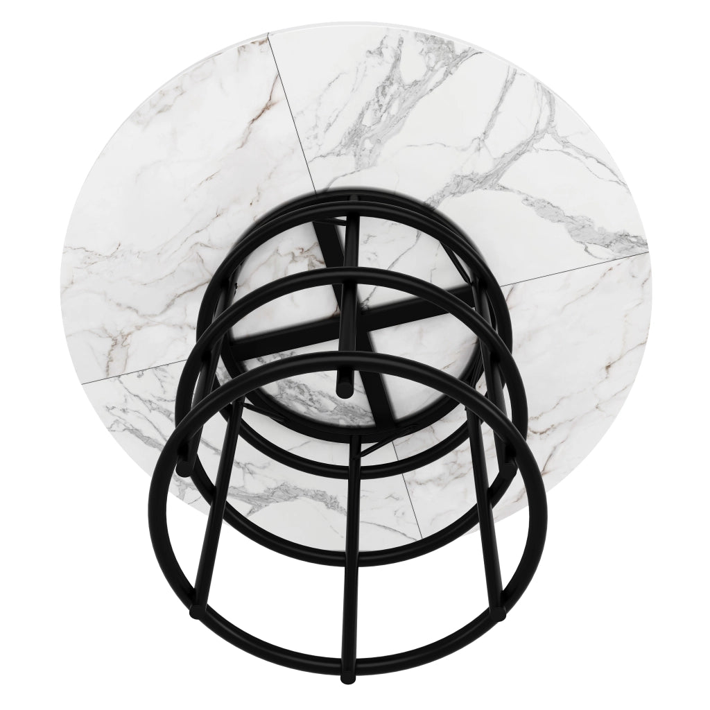 Tavolo da Pranzo Rotondo con 4 Sedie ¨C MINIMAL ¨C Piano MDF Bianco, Seduta Velluto Grigio, ?100cm
