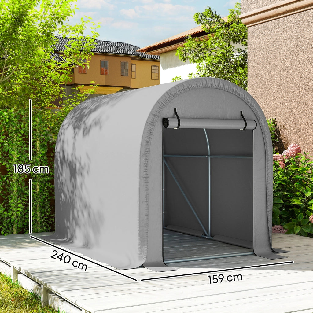 Capanno Giardino Tenda Deposito ¨C zephmum ¨C Grigio Chiaro Acciaio 159x240x185cm