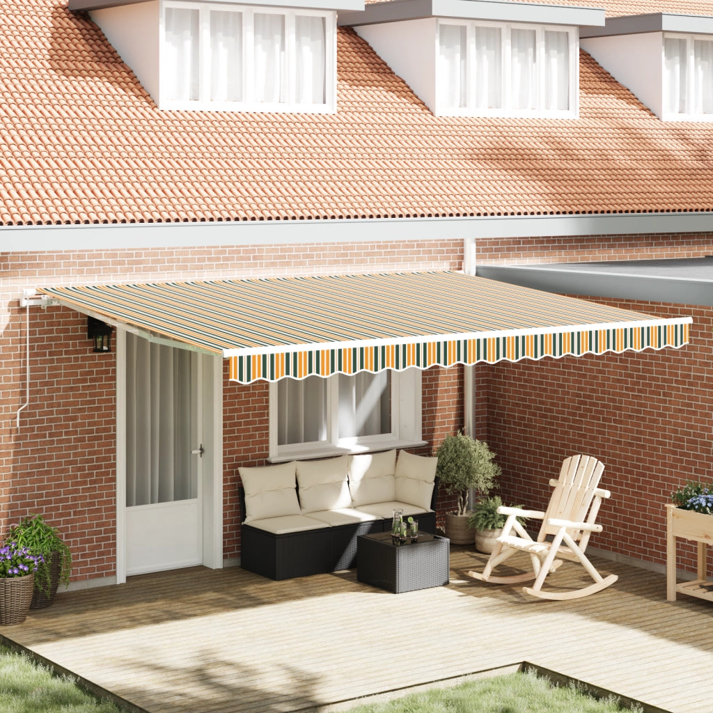 Tessuto di Sostituzione per Tenda per Telaio 4.5x3 m Verde e Giallo