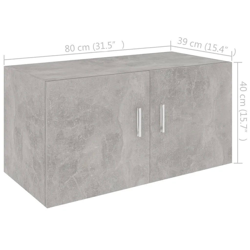 Armadietto Parete Grigio Cemento 80x39x40 cm Legno Multistrato 802799