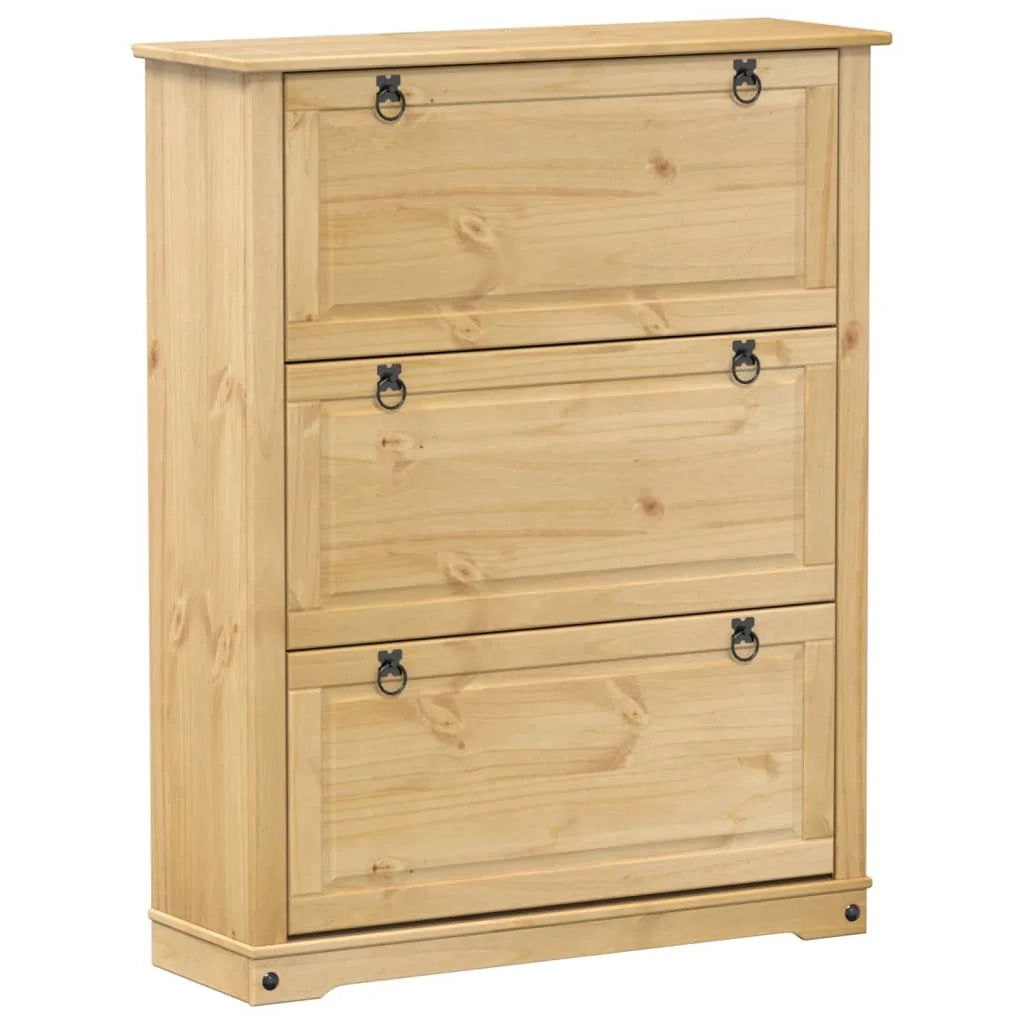 Scarpiera scarpiera mobile portaoggetti ingresso corridoio soggiorno Corona 99 x 32 x 124,5 cm legno di pino massiccio marrone 02_0021747