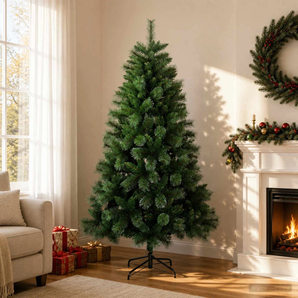 Albero di Natale artificiale 120 cm PVC e Metallo Verde 42056461