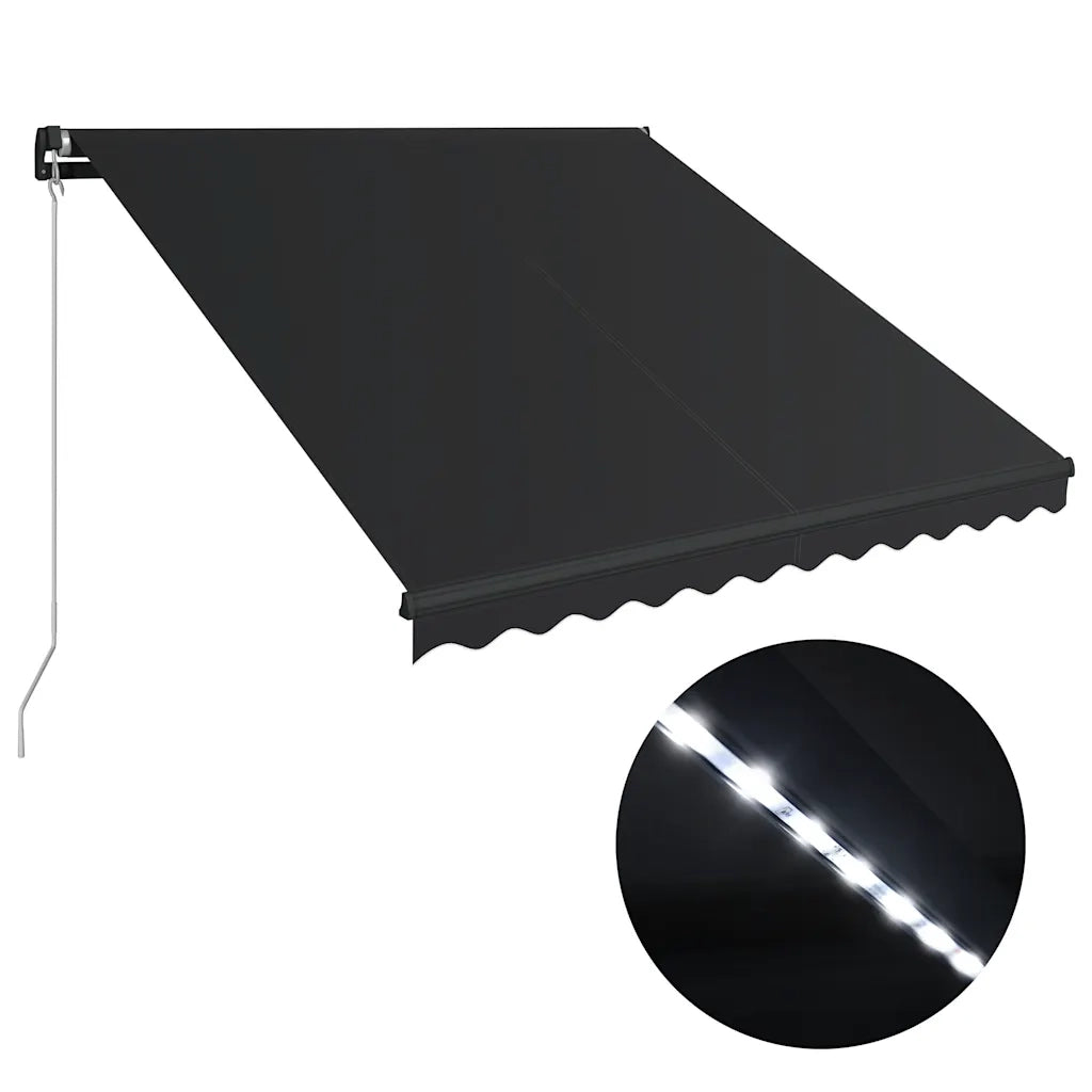 Tenda da Sole Retrattile Manuale con LED 350x250 cm Antracite 3051244