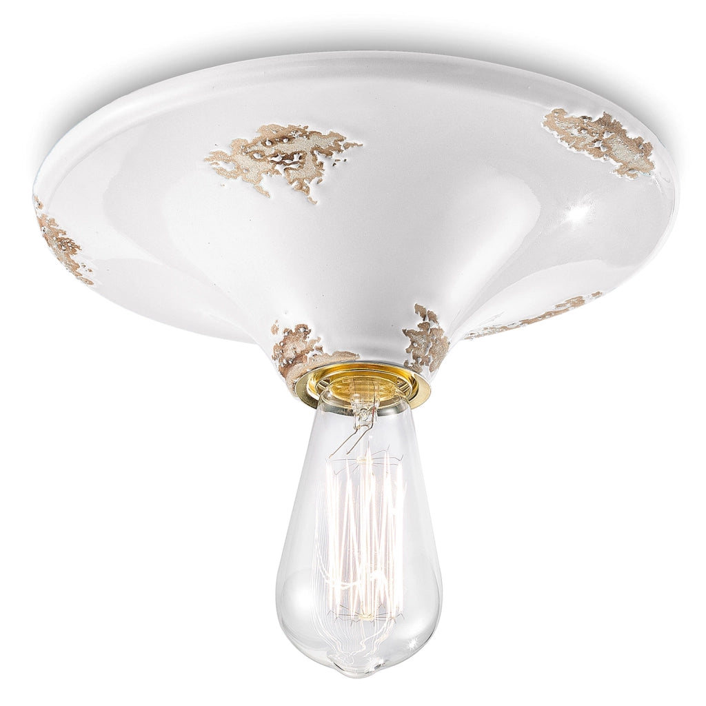 Plafoniera Vintage Tonda Grande Ceramica Bianca 1 Luce E27