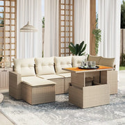 Set Divani da Giardino 7 pz con Cuscini Beige in Polyrattan 3271415