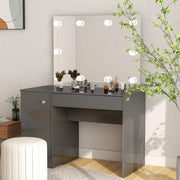 Toeletta con Luci LED 110x55x145 cm in MDF Grigio Lucido 331551