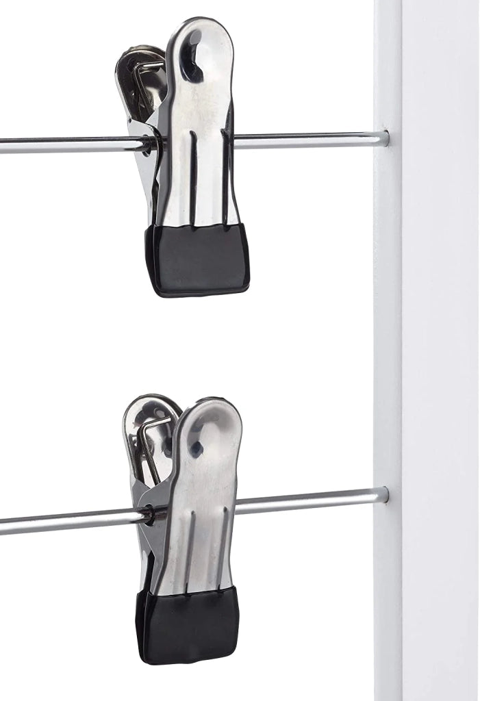 Set di 3 grucce multi-gruccia in legno per abiti e pantaloni clip e ganci salvaspazio 360° bianco 13_0000734
