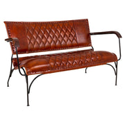 Sgabello in metallo e pelle marrone 127x71x76h